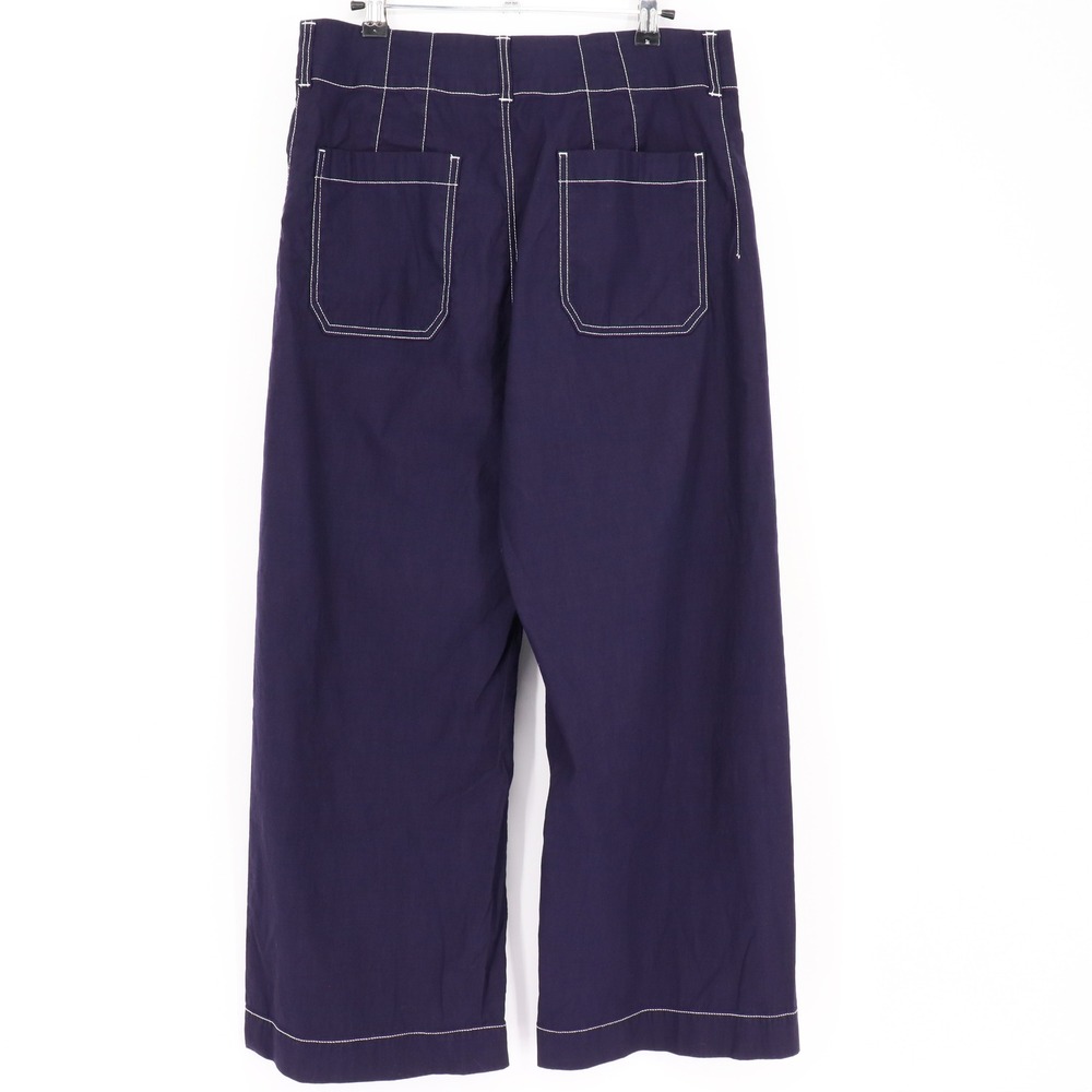 Maeve Women's The Colette Wide Leg Cropped Pants Size 30 Navy Contrast Stitch - Picture 7 of 7